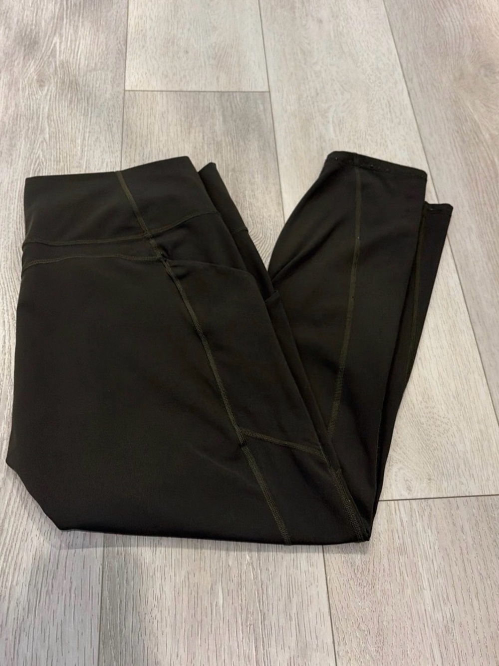 Fabletics Black High-Waist Leggings with Contrast Stitching